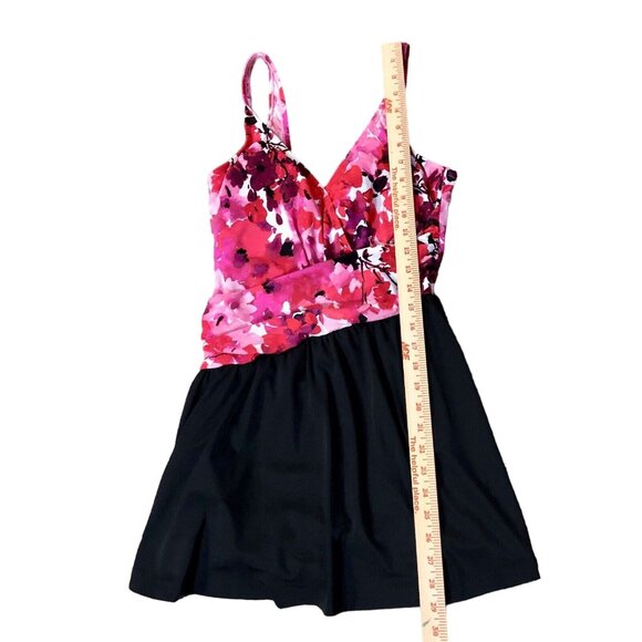 Maxine of Hollywood Swimsuit Womens 12 Used Pink Red Purple Floral Black MM4GF37 - Picture 10 of 13